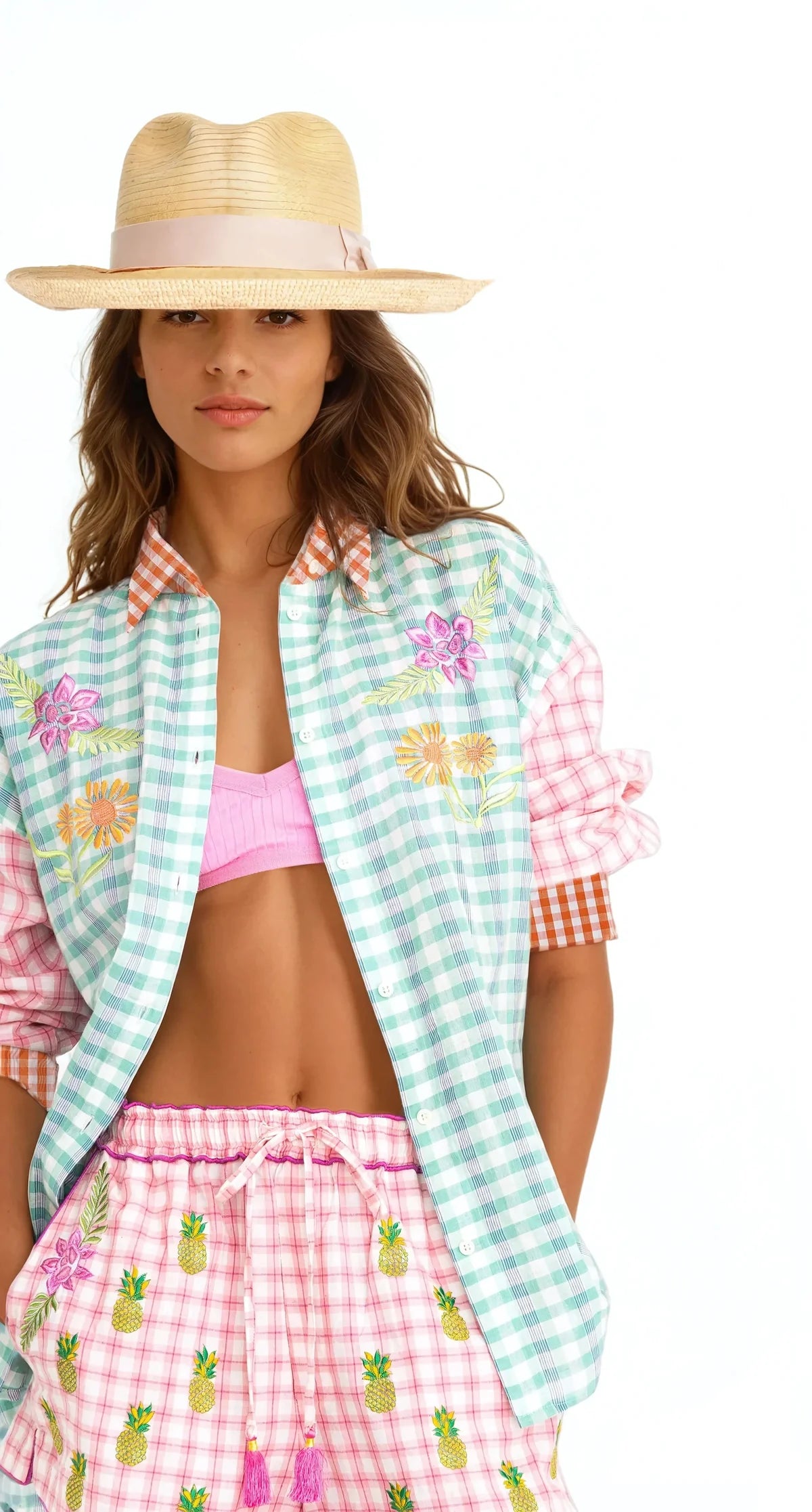 LEILANI SHIRT LIGHT GREEN-PINK
