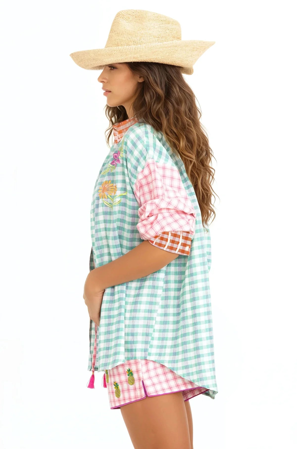 LEILANI SHIRT LIGHT GREEN-PINK