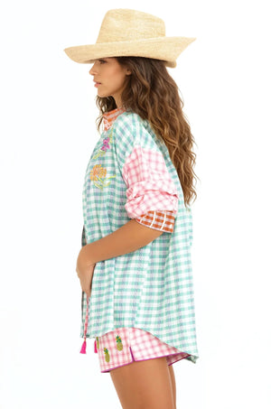 LEILANI SHIRT LIGHT GREEN-PINK