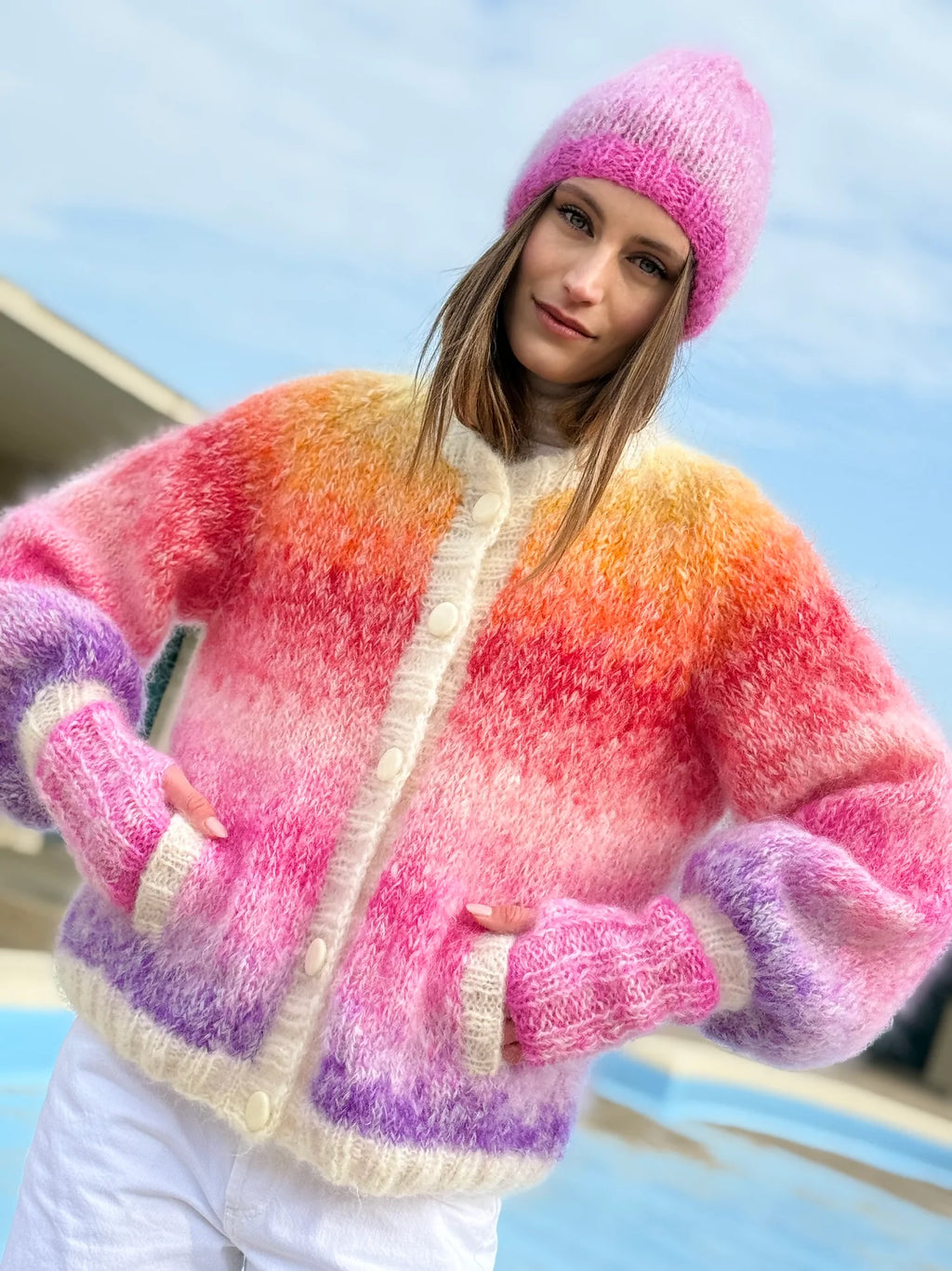BOMBERS NUAGE MULTICOLORE JAUNE/VIOLET ROSE CARMINE