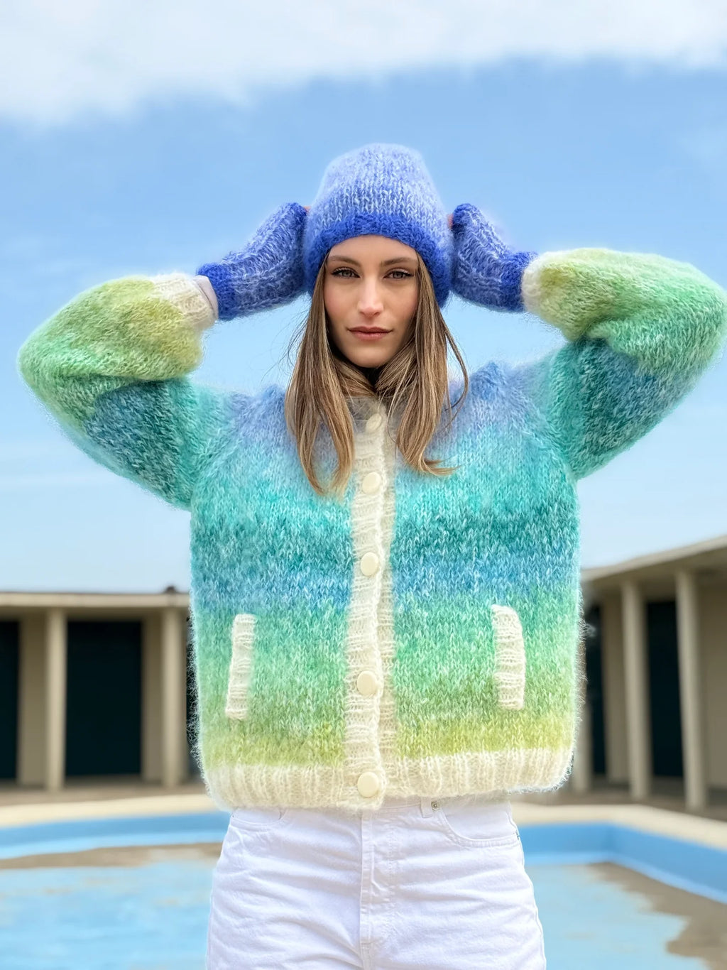 BOMBERS NUAGE MULTICOLORE BLEU/VERT ROSE CARMINE
