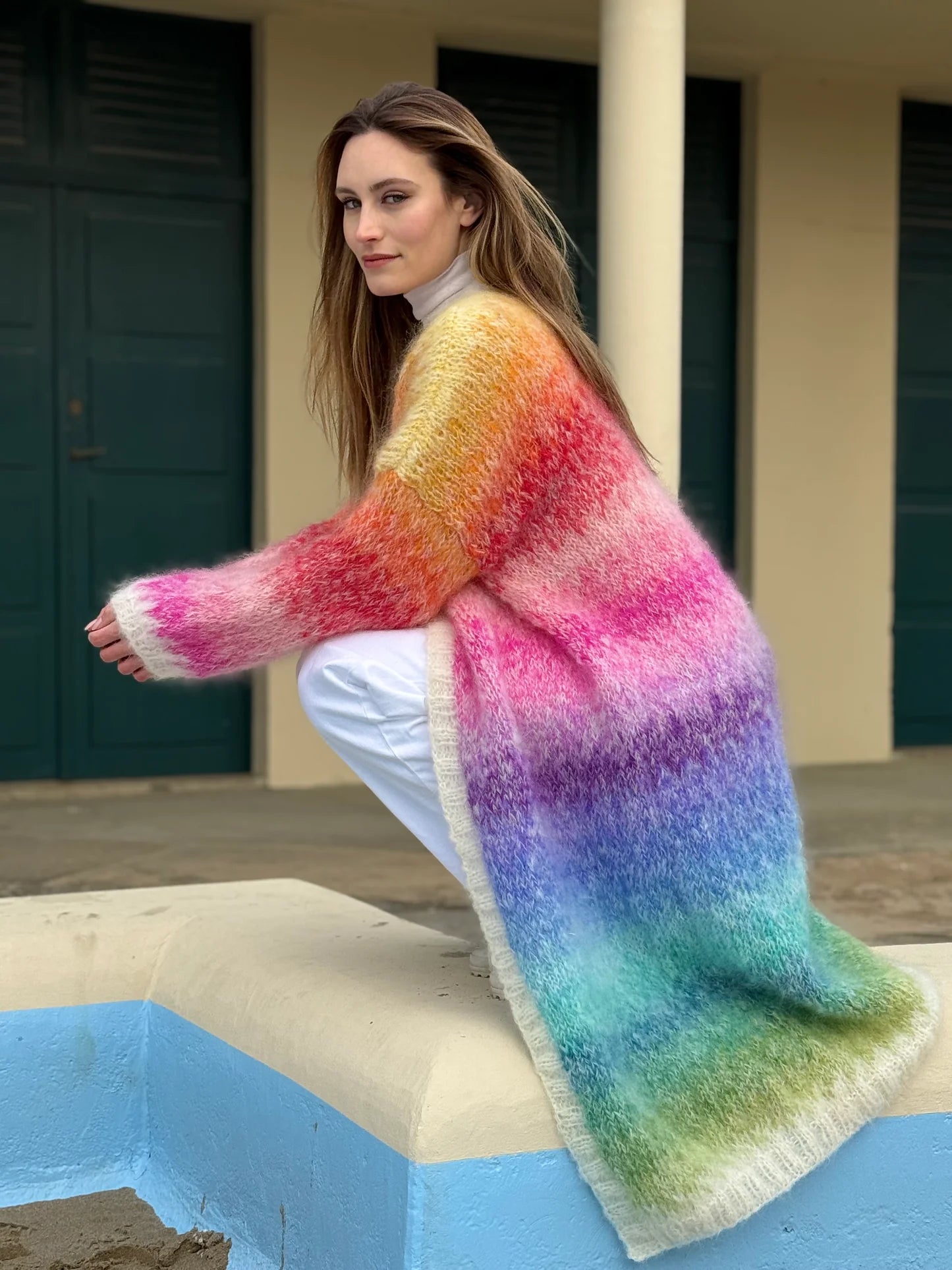 COAT MULTICOLORE ROSE CARMINE