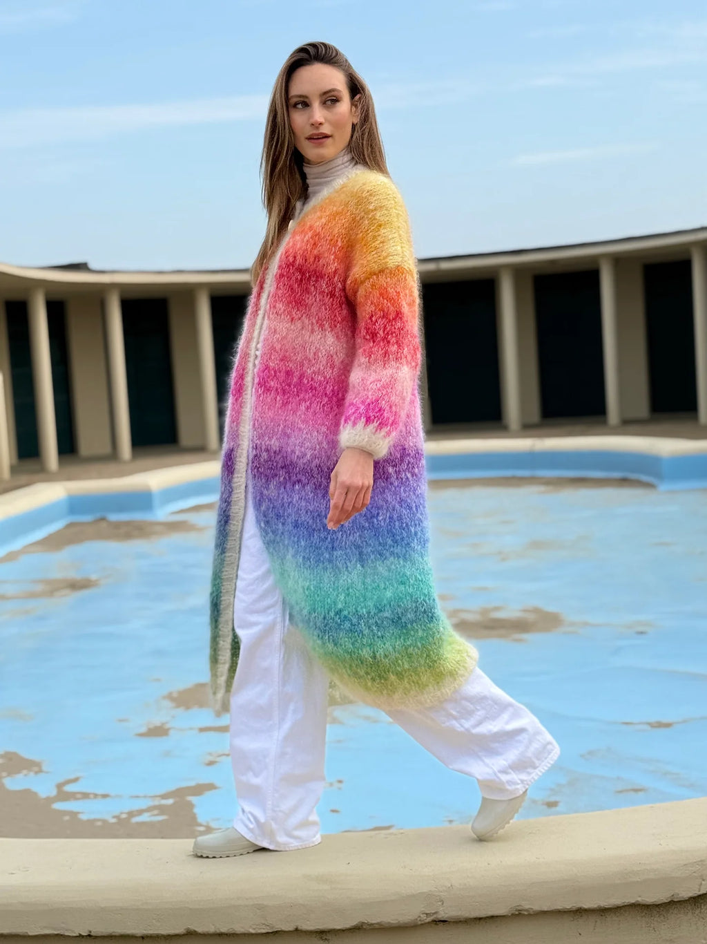 COAT MULTICOLORE ROSE CARMINE