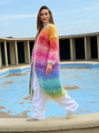 COAT MULTICOLORE ROSE CARMINE