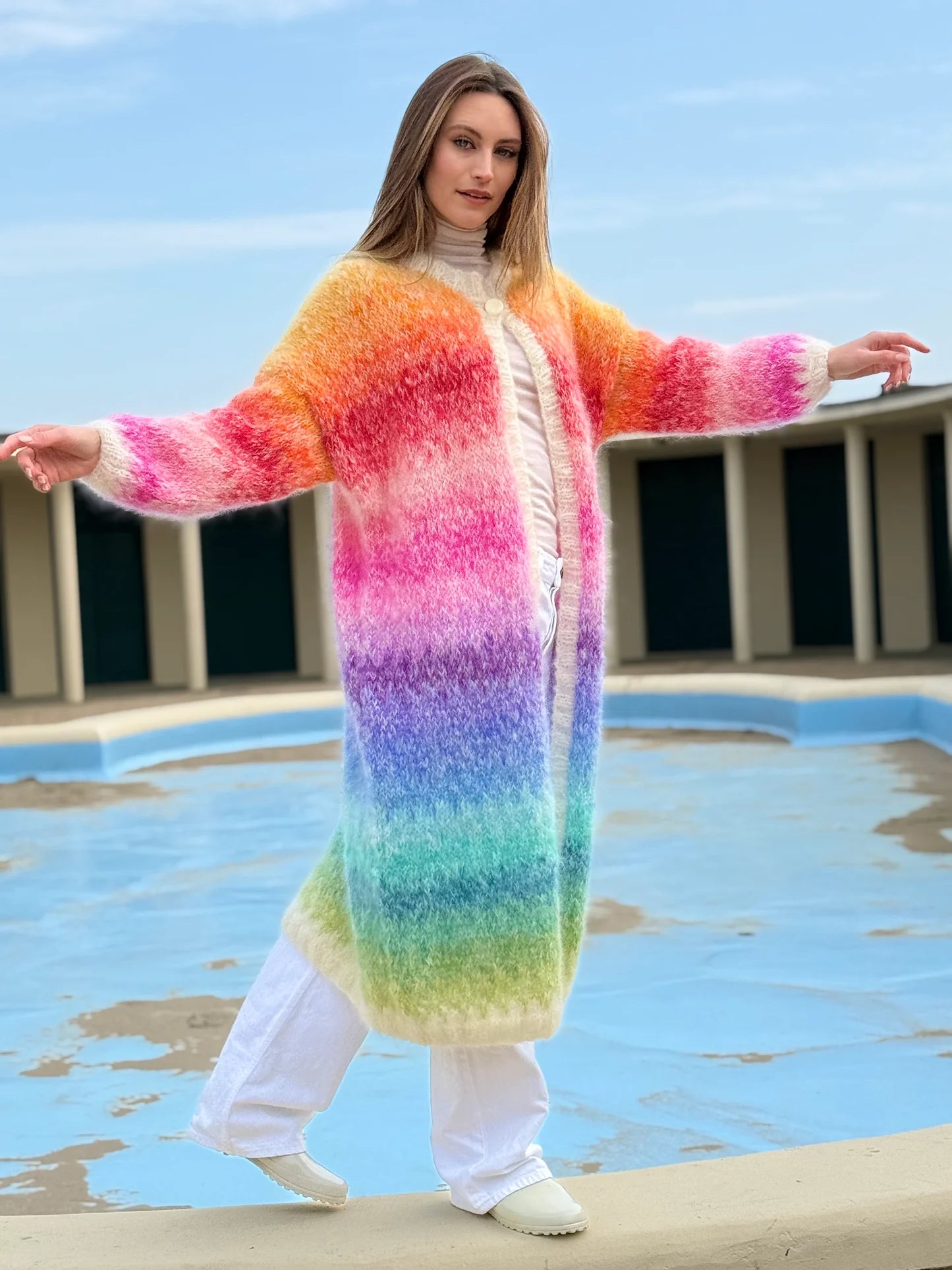 COAT MULTICOLORE ROSE CARMINE