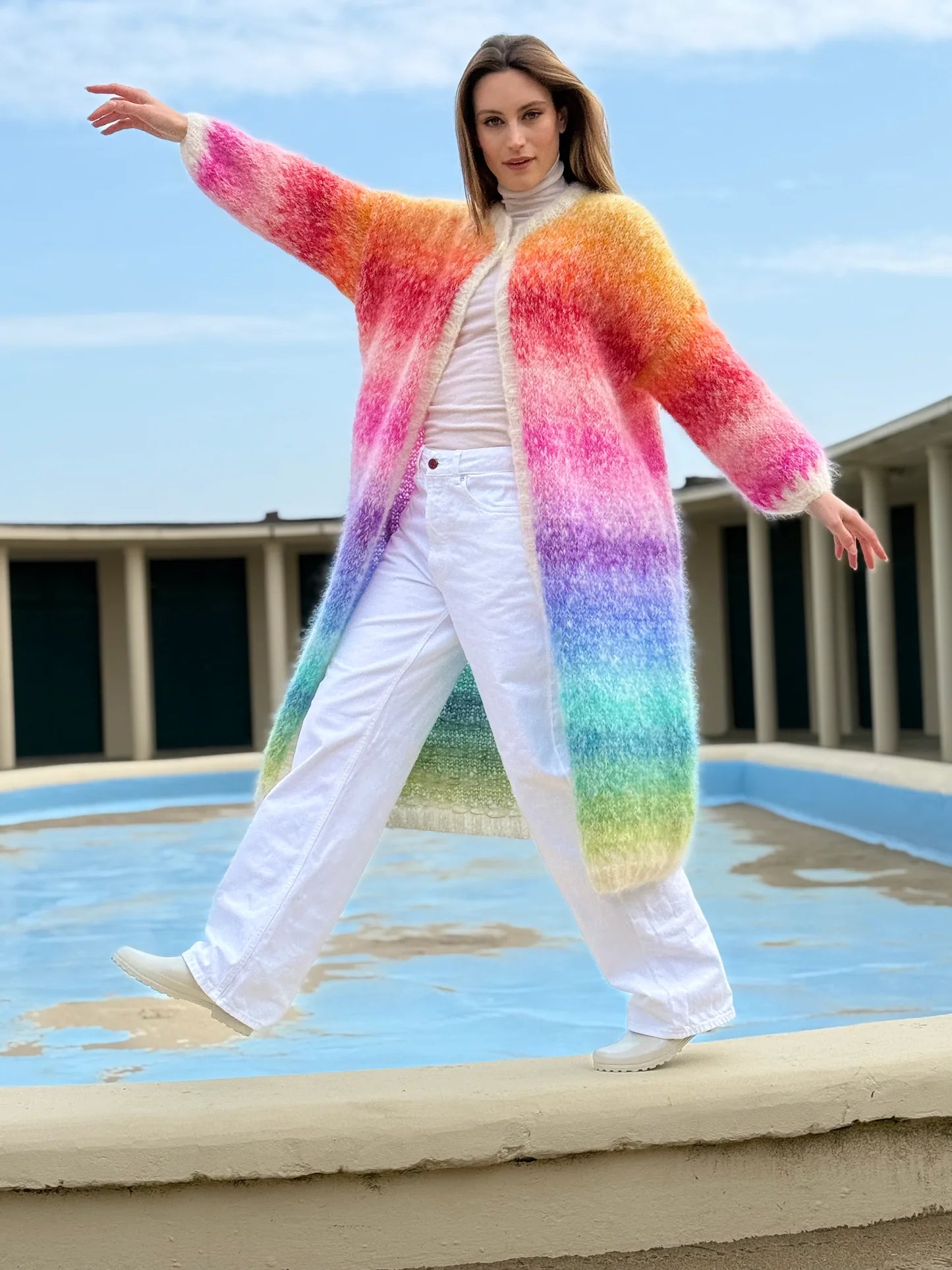 COAT MULTICOLORE ROSE CARMINE